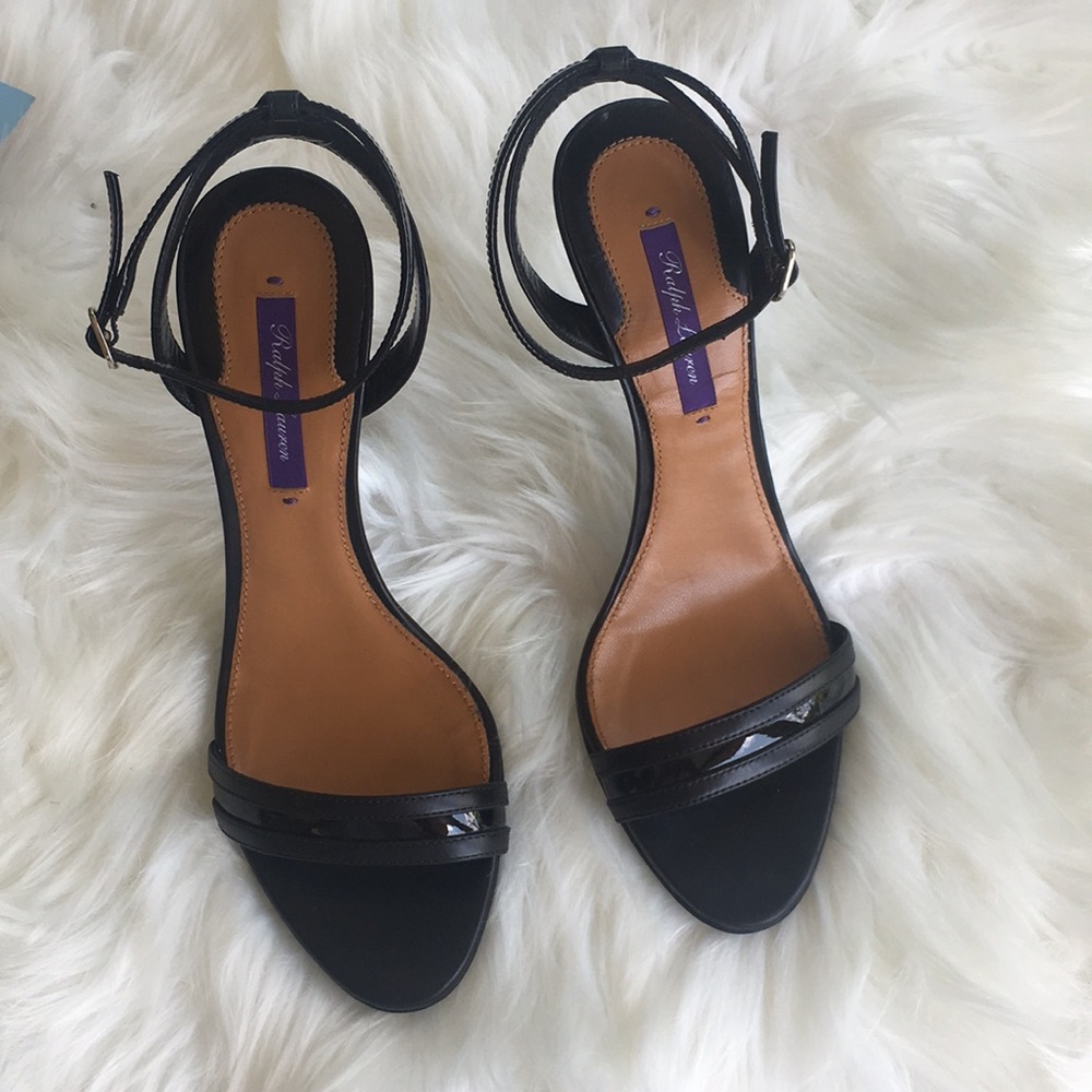 Ralph Lauren:Black High heel Sandals Size 8B. - Picture 2 of 8